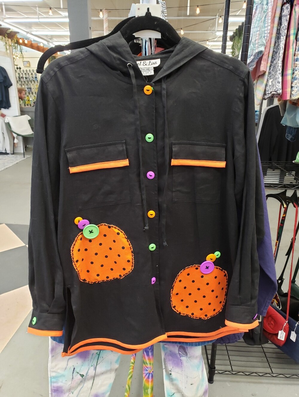Upcycled Vintage 1990s Linen Halloween Fall Autumn Jacket
